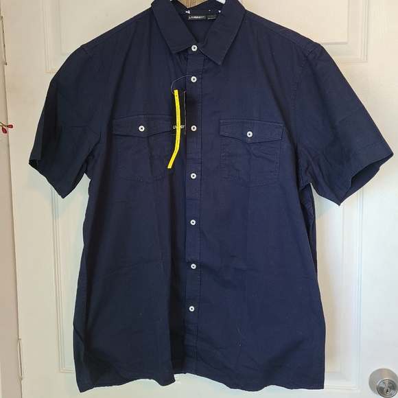 Livergy Men's Short Sleeve Work Shirt, Size: Large Color: Navy Blue - Picture 3 of 9